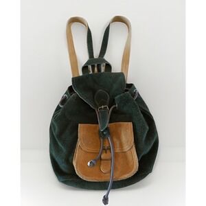 PAUL MARIUS Maroquinerie Backpack‎ Purse Green & Cognac Suede EUC